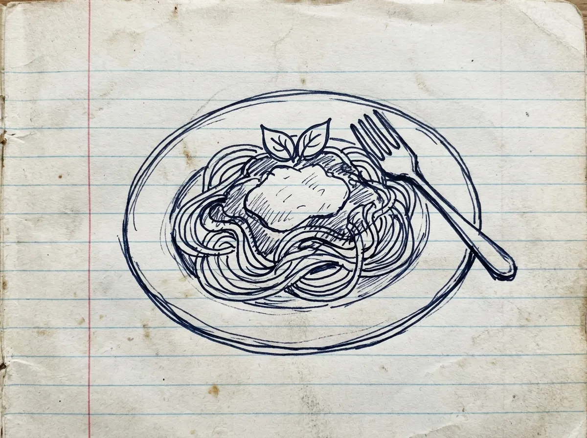 Handgezeichnete Skizze zum Rezept Spaghetti mit Ricotta
